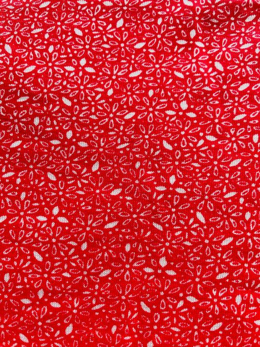 printed red viscose fabric[ 1 M one sale/ 58inch/ 40 length/ 150cm]