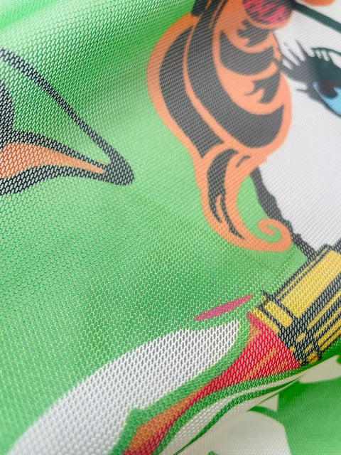 printed mesh Green fashion [1 M one sale/ 55 inch/ 40 length/ 150cm]