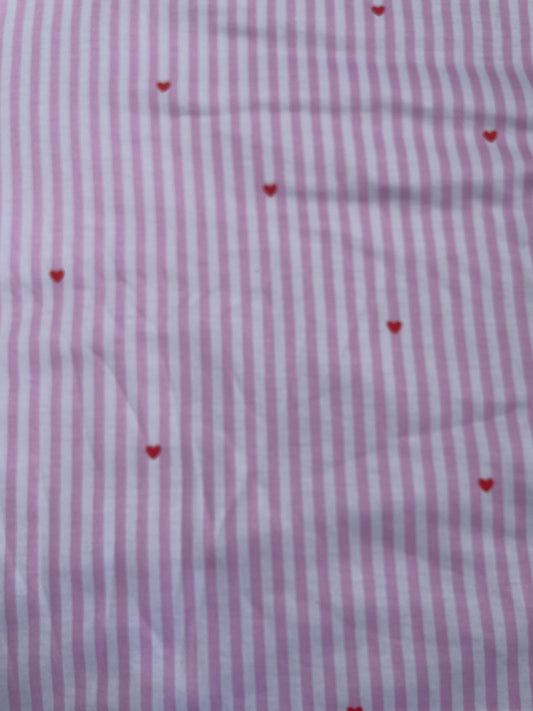 loose pink fabric with red hearts (58 inches width) 1meter 1 sal.e